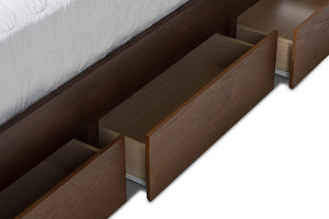 Baxton Studio Raurey Modern and Contemporary Walnut Finished Queen Size Storage Platform Bed