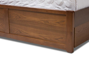 Baxton Studio Raurey Modern and Contemporary Walnut Finished Queen Size Storage Platform Bed