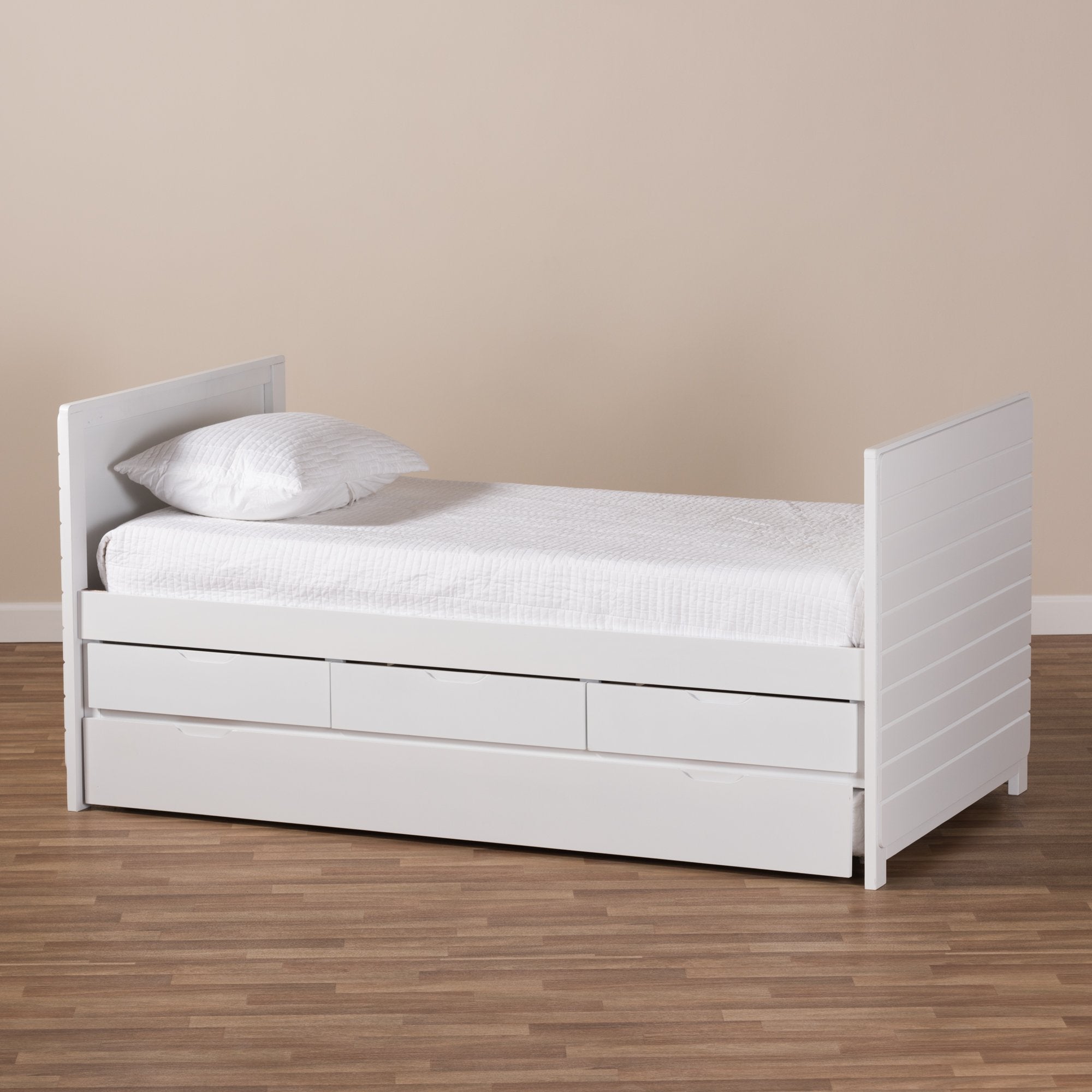 Baxton Studio Linna Modern and Contemporary White-Finished Daybed with Trundle