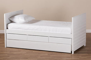 Baxton Studio Linna Modern and Contemporary White-Finished Daybed with Trundle