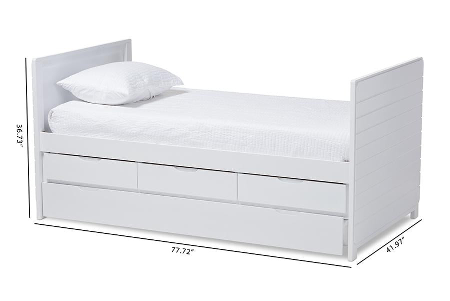 Baxton Studio Linna Modern and Contemporary White-Finished Daybed with Trundle