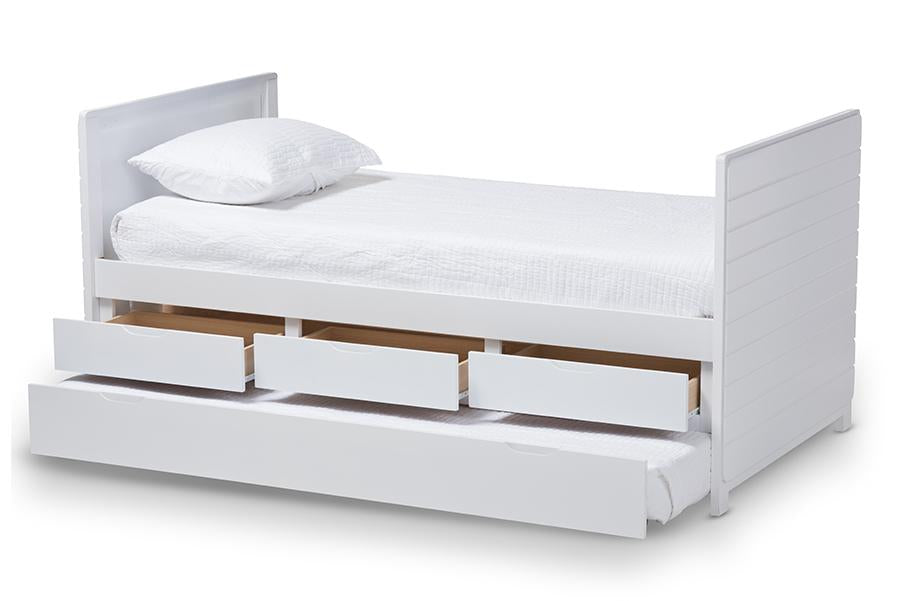 Baxton Studio Linna Modern and Contemporary White-Finished Daybed with Trundle