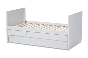 Baxton Studio Linna Modern and Contemporary White-Finished Daybed with Trundle