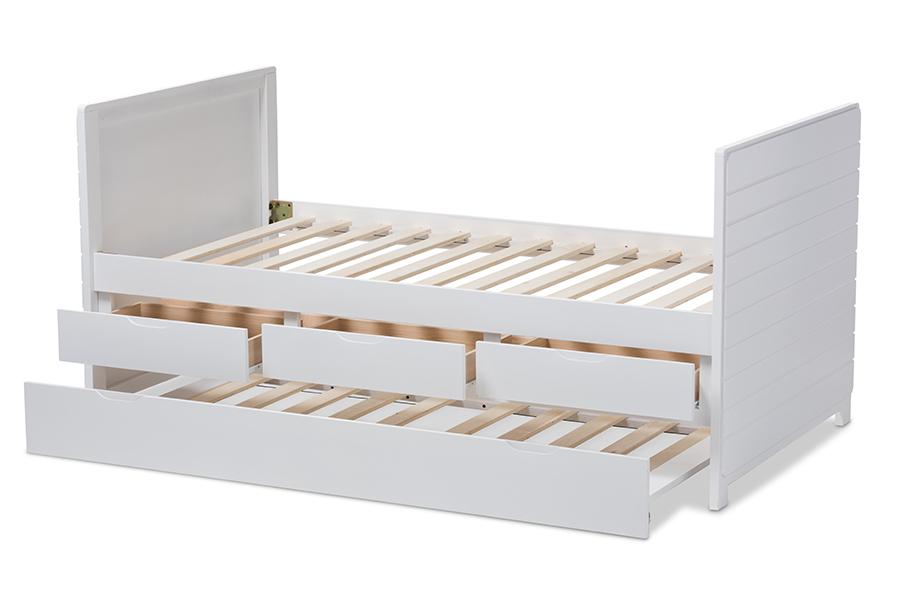 Baxton Studio Linna Modern and Contemporary White-Finished Daybed with Trundle