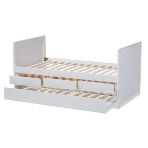 Baxton Studio Linna Modern and Contemporary White-Finished Daybed with Trundle