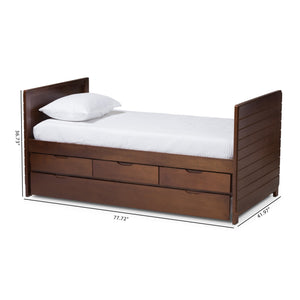 Baxton Studio Linna Modern and Contemporary Walnut Brown-Finished Daybed with Trundle