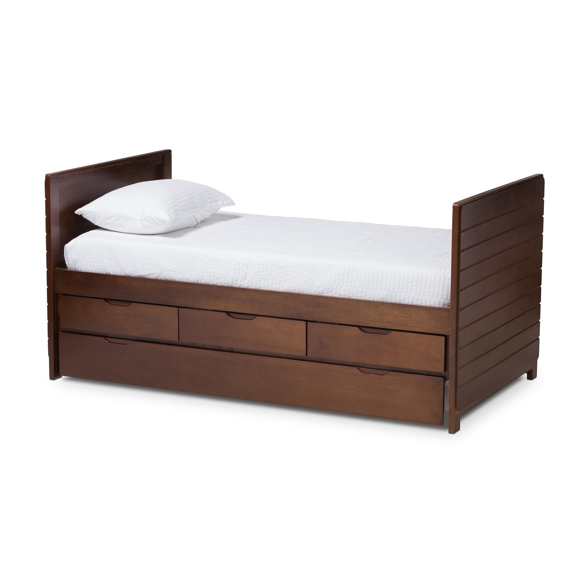 Baxton Studio Linna Modern and Contemporary Walnut Brown-Finished Daybed with Trundle