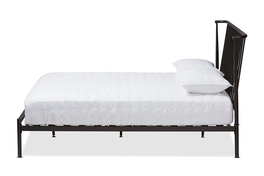 Baxton Studio Sabine Modern and Contemporary Black Finished Metal Queen Size Platform Bed