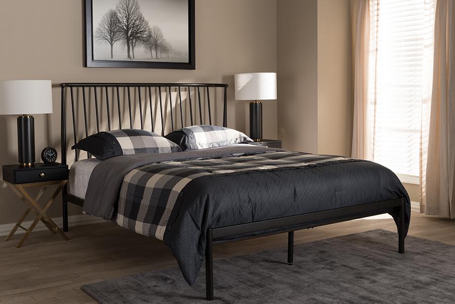 Baxton Studio Sabine Modern and Contemporary Black Finished Metal Full Size Platform Bed