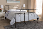 Baxton Studio Ginette Vintage Industrial Antique Black Finished Metal Full Size Platform Bed