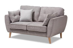 Baxton Studio Miranda Mid-Century Modern Light Grey Fabric Upholstered Loveseat