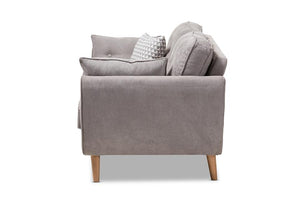 Baxton Studio Miranda Mid-Century Modern Light Grey Fabric Upholstered Loveseat