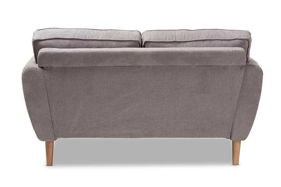 Baxton Studio Miranda Mid-Century Modern Light Grey Fabric Upholstered Loveseat