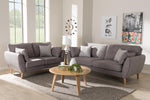 Baxton Studio Miranda Mid-Century Modern Light Grey Fabric Upholstered 2-Piece Living Room Set