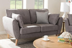 Baxton Studio Miranda Mid-Century Modern Light Grey Fabric Upholstered Loveseat