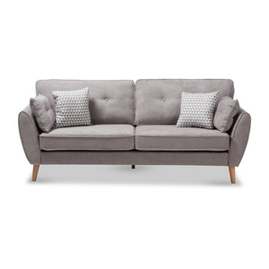 Baxton Studio Miranda Mid-Century Modern Light Grey Fabric Upholstered Sofa