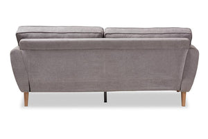 Baxton Studio Miranda Mid-Century Modern Light Grey Fabric Upholstered Sofa