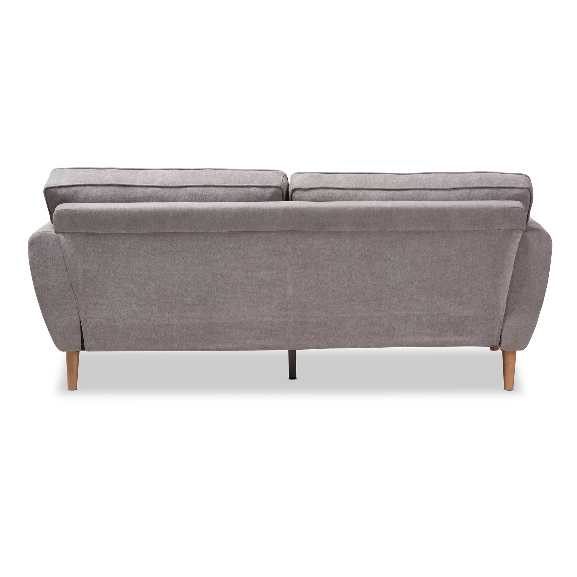 Baxton Studio Miranda Mid-Century Modern Light Grey Fabric Upholstered Sofa