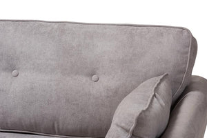 Baxton Studio Miranda Mid-Century Modern Light Grey Fabric Upholstered Sofa