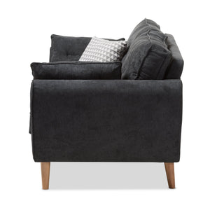 Baxton Studio Miranda Mid-Century Modern Dark Grey Fabric Upholstered Loveseat