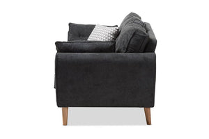 Baxton Studio Miranda Mid-Century Modern Dark Grey Fabric Upholstered Loveseat