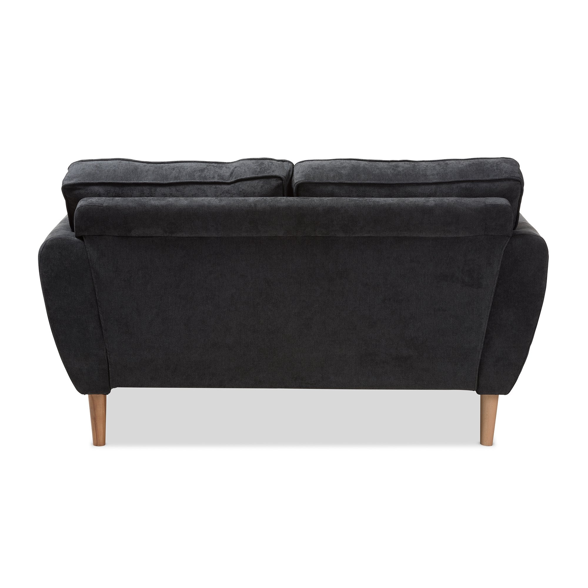 Baxton Studio Miranda Mid-Century Modern Dark Grey Fabric Upholstered Loveseat