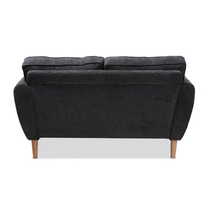 Baxton Studio Miranda Mid-Century Modern Dark Grey Fabric Upholstered Loveseat