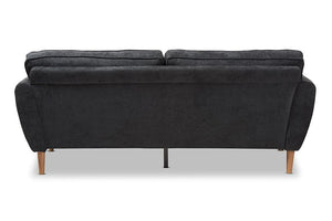 Baxton Studio Miranda Mid-Century Modern Dark Grey Fabric Upholstered Sofa