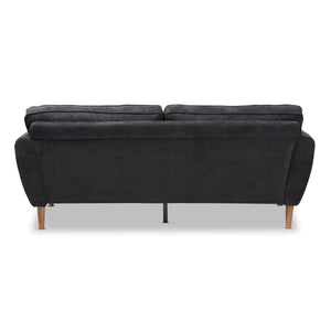 Baxton Studio Miranda Mid-Century Modern Dark Grey Fabric Upholstered Sofa