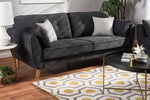 Baxton Studio Miranda Mid-Century Modern Dark Grey Fabric Upholstered Sofa