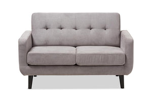 Baxton Studio Carina Mid-Century Modern Light Grey Fabric Upholstered Loveseat