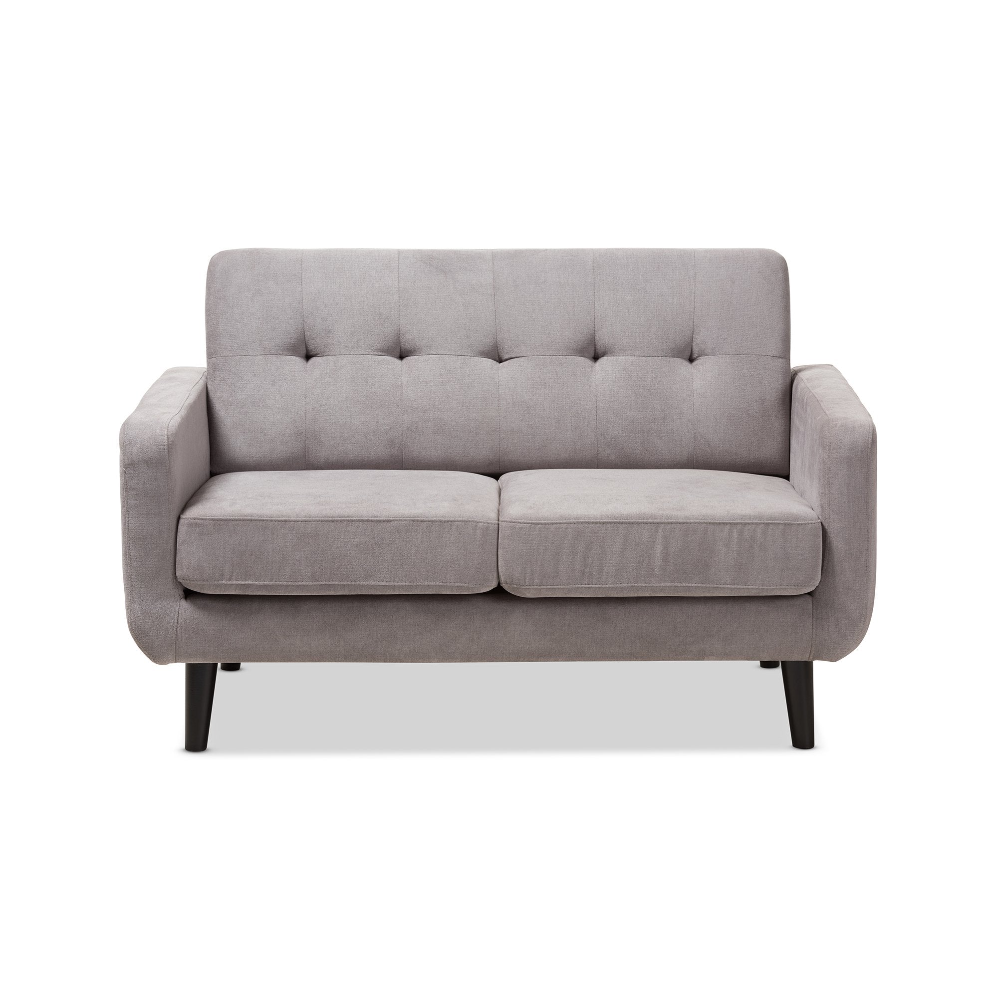 Baxton Studio Carina Mid-Century Modern Light Grey Fabric Upholstered Loveseat