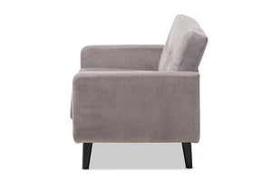 Baxton Studio Carina Mid-Century Modern Light Grey Fabric Upholstered Loveseat