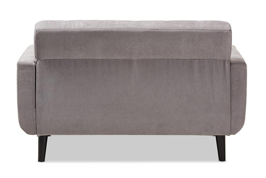 Baxton Studio Carina Mid-Century Modern Light Grey Fabric Upholstered Loveseat