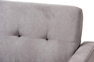 Baxton Studio Carina Mid-Century Modern Light Grey Fabric Upholstered Loveseat