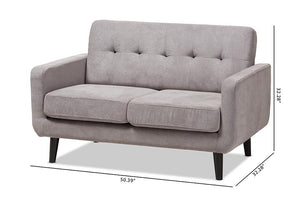 Baxton Studio Carina Mid-Century Modern Light Grey Fabric Upholstered Loveseat