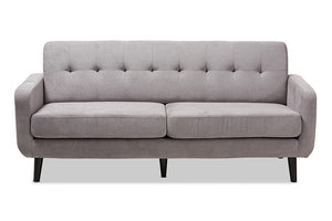 Baxton Studio Carina Mid-Century Modern Light Grey Fabric Upholstered Sofa