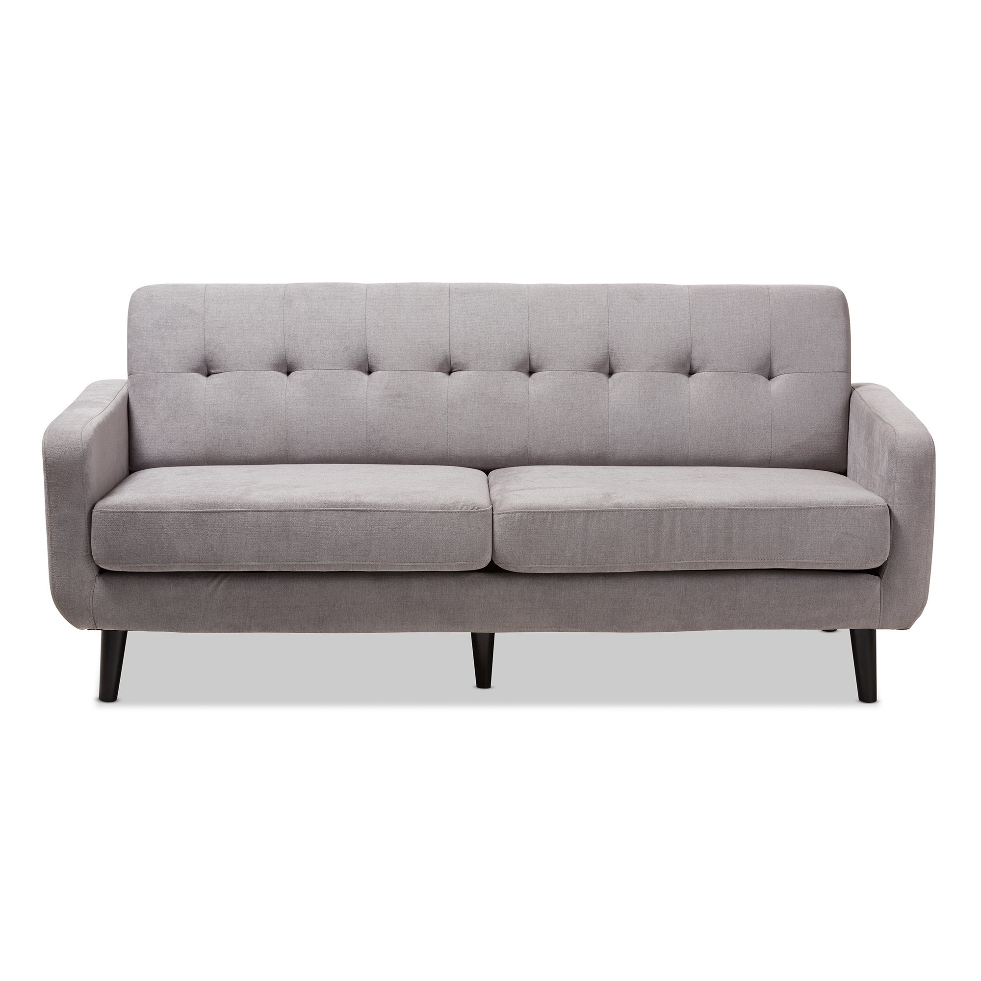 Baxton Studio Carina Mid-Century Modern Light Grey Fabric Upholstered Sofa