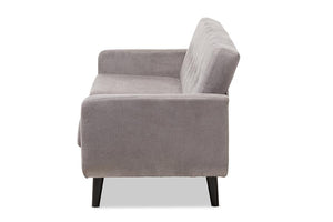 Baxton Studio Carina Mid-Century Modern Light Grey Fabric Upholstered Sofa