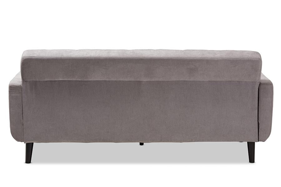 Baxton Studio Carina Mid-Century Modern Light Grey Fabric Upholstered Sofa