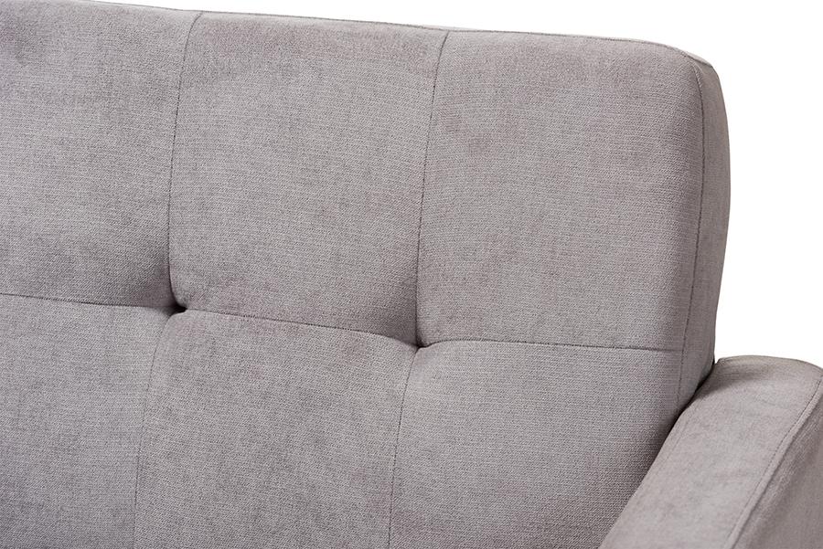 Baxton Studio Carina Mid-Century Modern Light Grey Fabric Upholstered Sofa