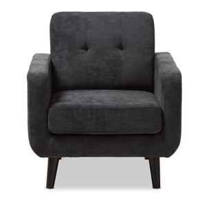 Baxton Studio Carina Mid-Century Modern Dark Grey Fabric Upholstered Lounge Chair