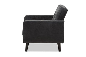 Baxton Studio Carina Mid-Century Modern Dark Grey Fabric Upholstered Lounge Chair