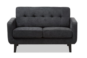 Baxton Studio Carina Mid-Century Modern Dark Grey Fabric Upholstered Loveseat