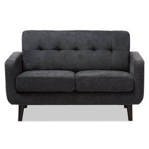 Baxton Studio Carina Mid-Century Modern Dark Grey Fabric Upholstered Loveseat