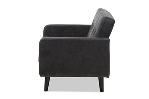 Baxton Studio Carina Mid-Century Modern Dark Grey Fabric Upholstered Loveseat