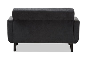 Baxton Studio Carina Mid-Century Modern Dark Grey Fabric Upholstered Loveseat