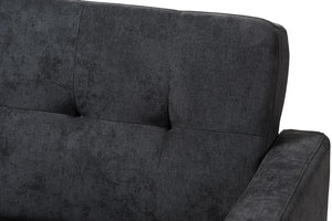 Baxton Studio Carina Mid-Century Modern Dark Grey Fabric Upholstered Loveseat