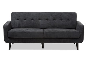 Baxton Studio Carina Mid-Century Modern Dark Grey Fabric Upholstered Sofa