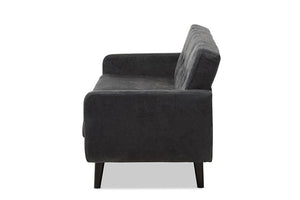 Baxton Studio Carina Mid-Century Modern Dark Grey Fabric Upholstered Sofa